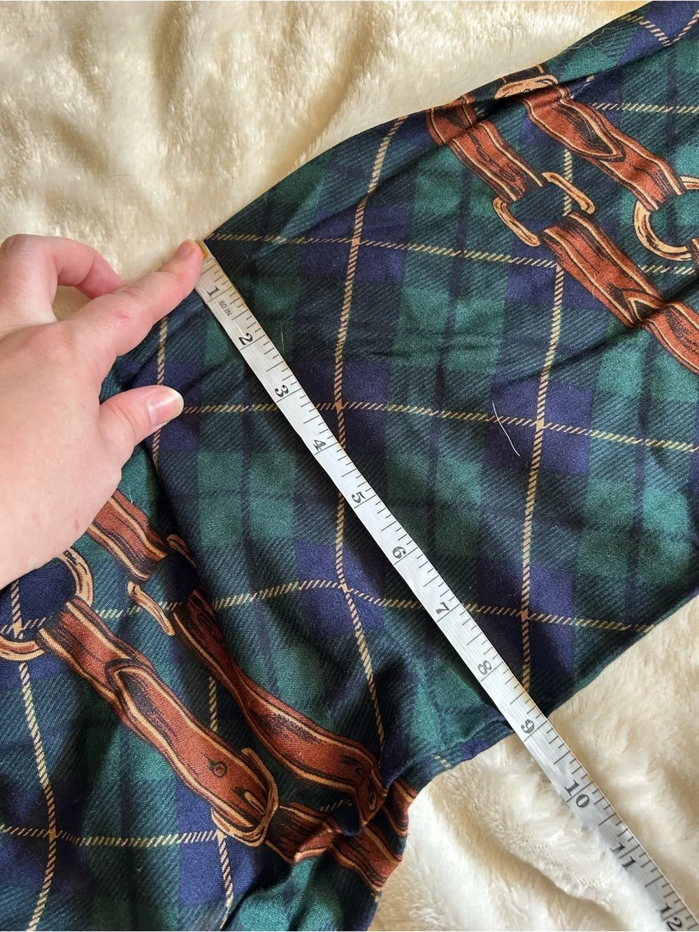 Vintage J. G. Hook equestrian blackwatch plaid rectangle scarf foxhunt
